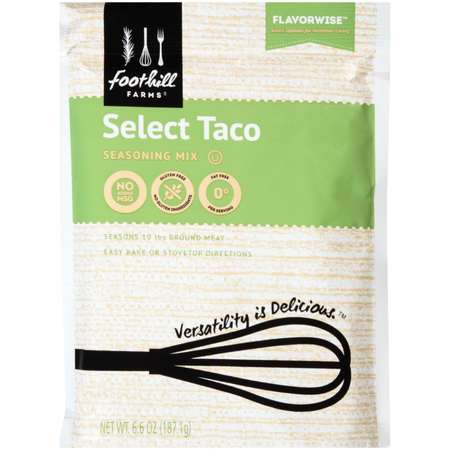 FOOTHILL FARMS Select Reduced Sodium No MSG Taco Seasoning Mix 6.6 oz. Packet, PK6 V413-D9190